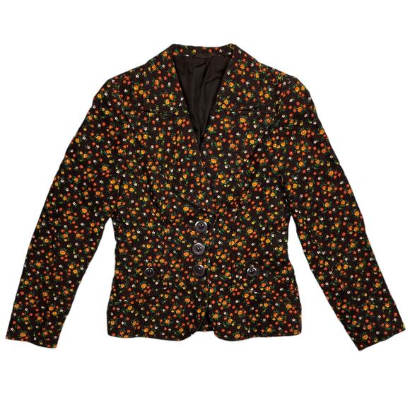 Vintage French Corduroy Floral Blazer - Picture 1 of 6